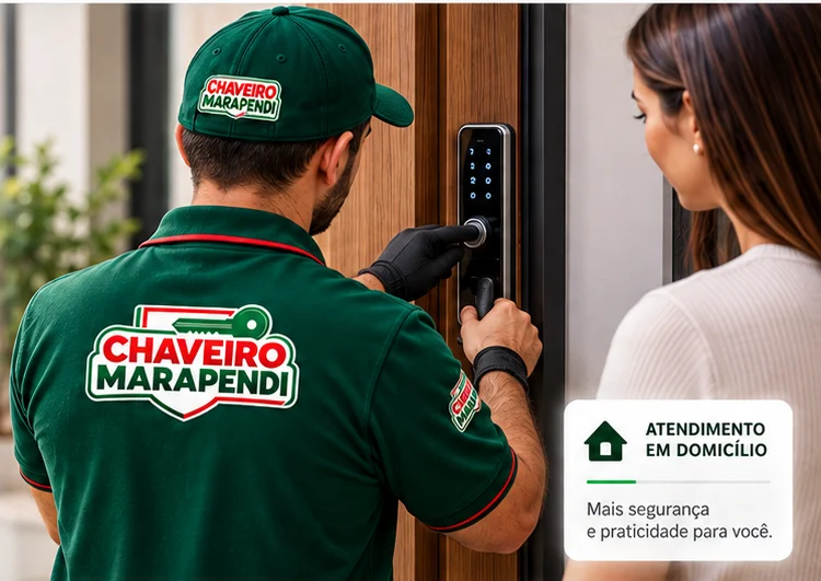 Imagem ilustrativa de técnico prestando serviço em fechadura digital